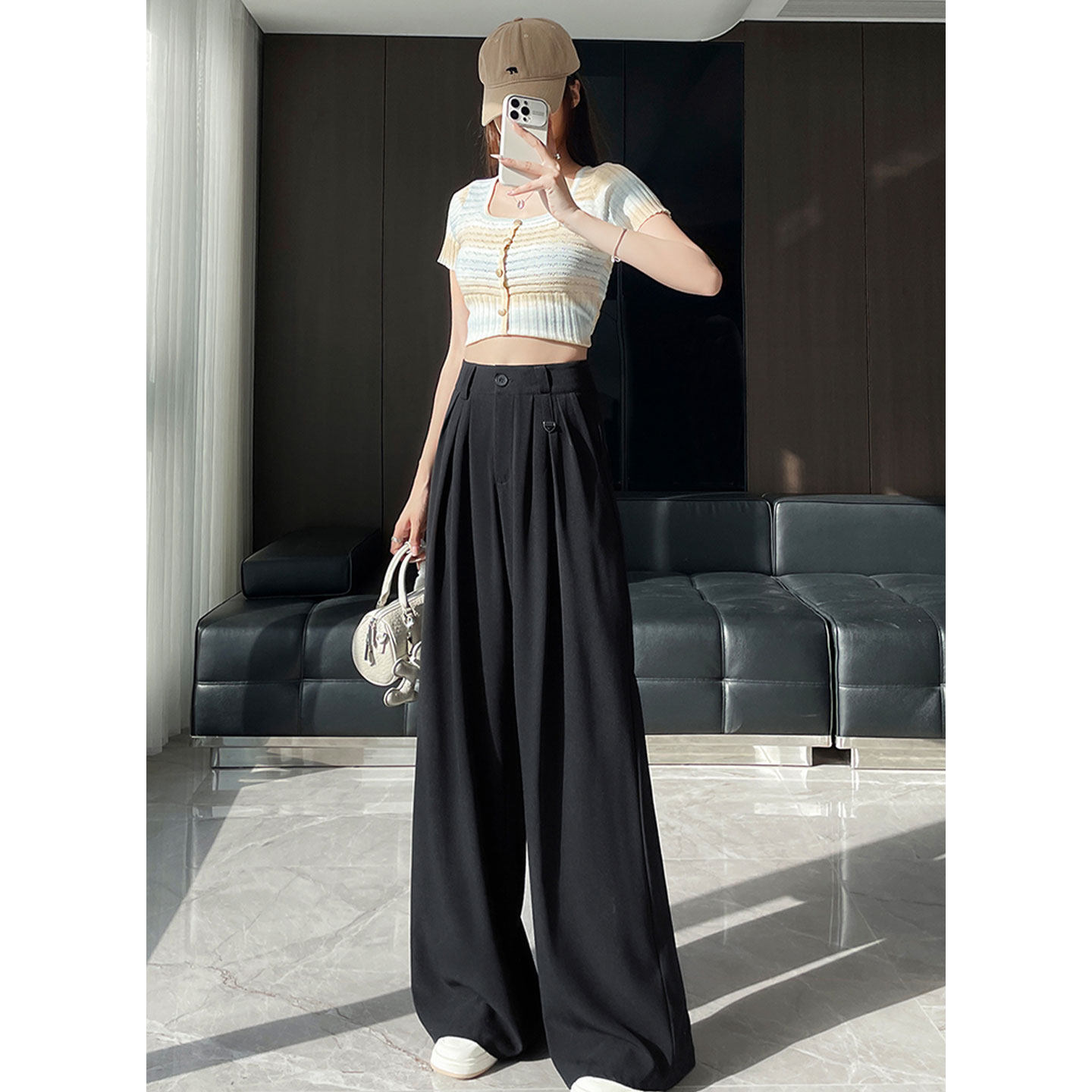 高级感垂感西装裤女春秋新款黑色拖地裤子直筒宽松显瘦休闲阔腿裤,淘宝优惠券,粉丝福利购,淘宝优惠卷