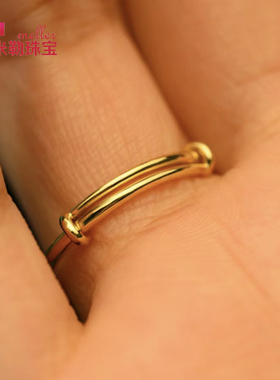 米勒珠宝女黄金戒指抽拉圆棍调节