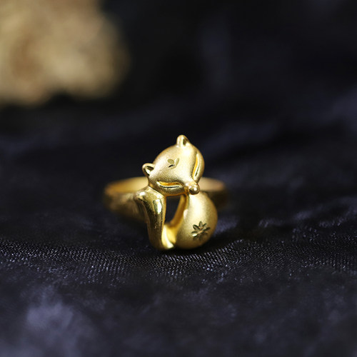 3D硬金黄金狐狸戒指女招桃花转运 足金999魅惑狐狸金戒指优雅气质 - 图3