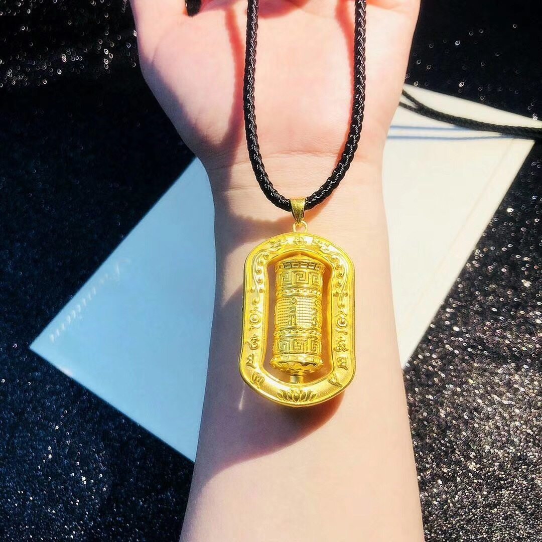 24K黄金吊坠男女款3D硬足金999大气夸张项坠送男朋友礼物纯金霸气