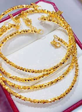 5g精品黄金手链999方格子镭射女