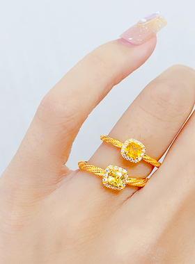 黄金小方糖戒指送女友礼物