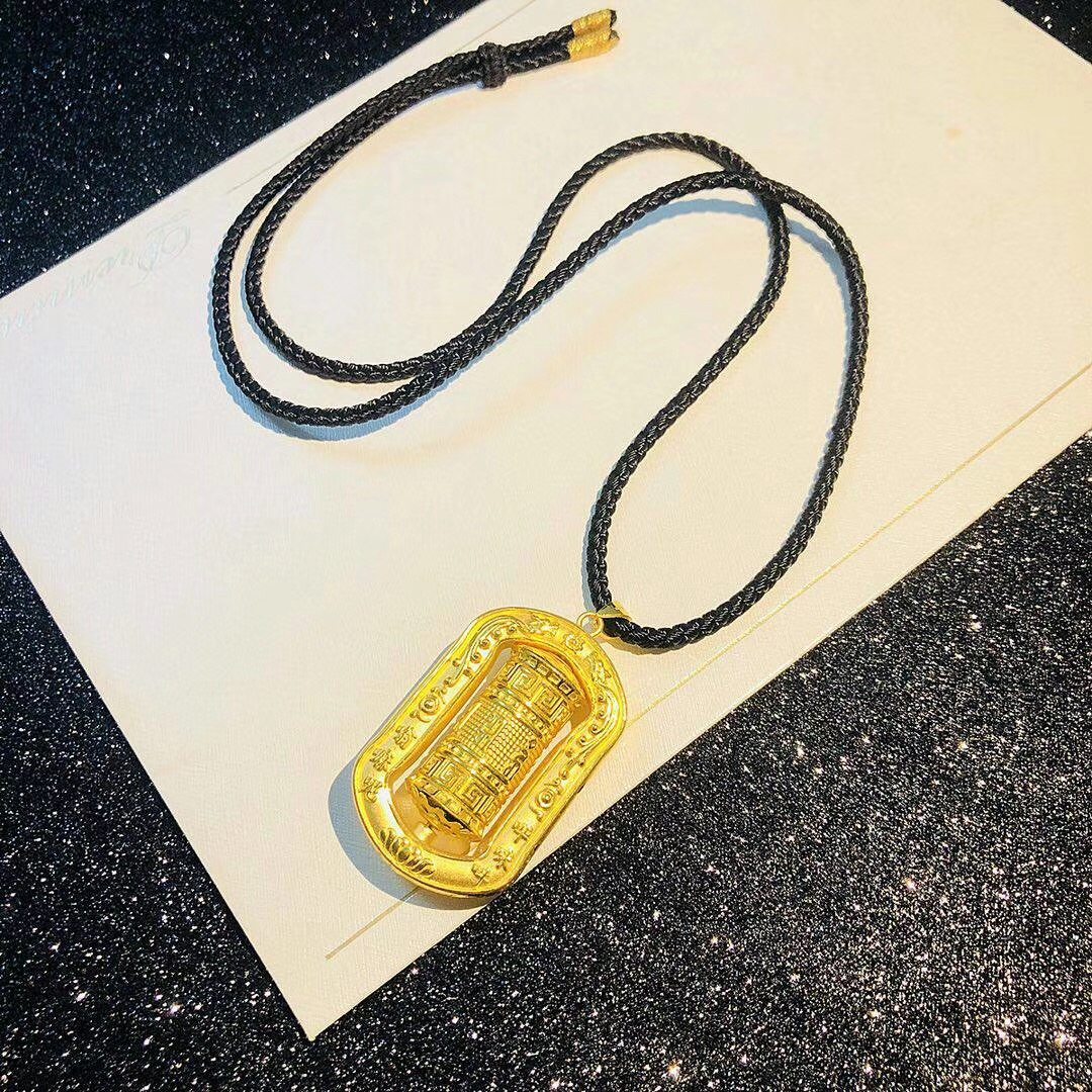 24K黄金吊坠男女款3D硬足金999大气夸张项坠送男朋友礼物纯金霸气