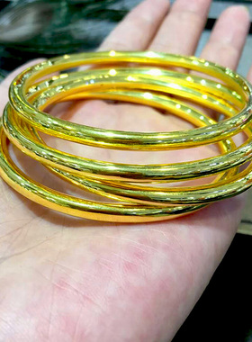 正品黄金手镯3d999女款显大光面