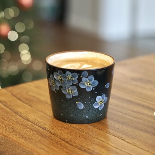 花间树里。景德镇手绘釉下彩黑夜梅花咖啡杯拿铁拉花杯茶杯猪口杯 - 图2