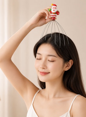 圣诞老人款八爪鱼头按摩器解压