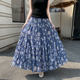 A-line printed floral chiffon skirt