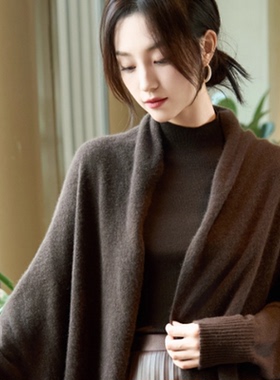 流苏羊毛开衫围巾披肩外套女