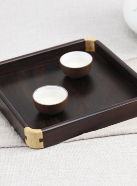 中式方托盘茶果家用木质工艺品