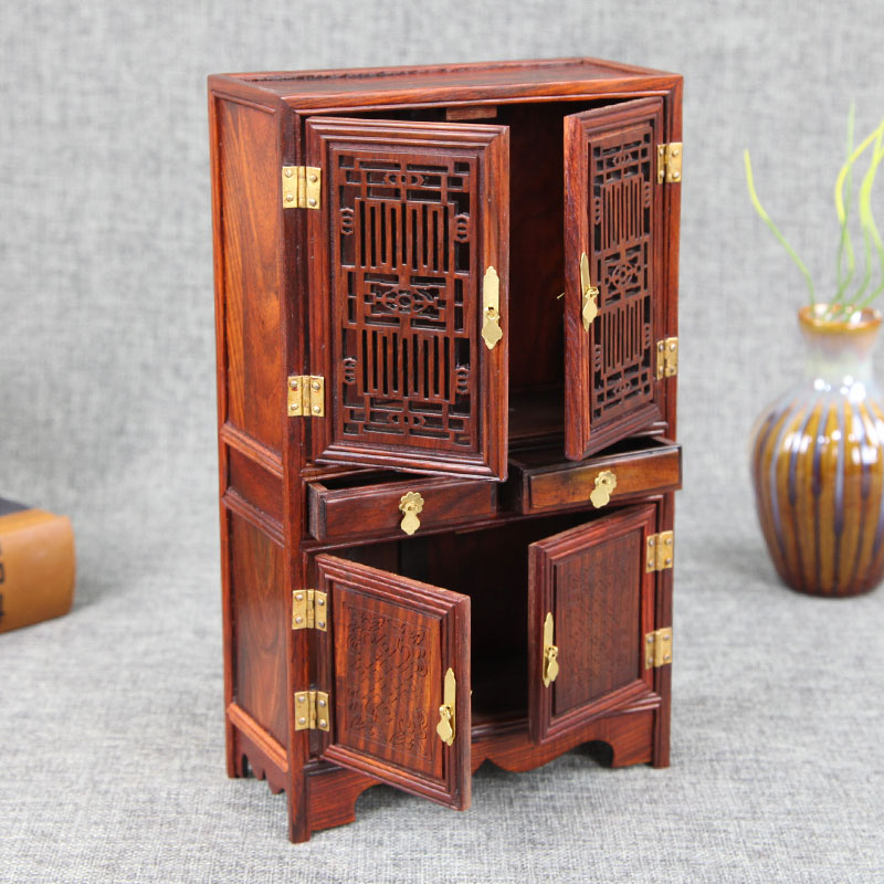 红木工艺品木雕摆件微型家具高低柜明清微缩小家具仿古模型柜子橱