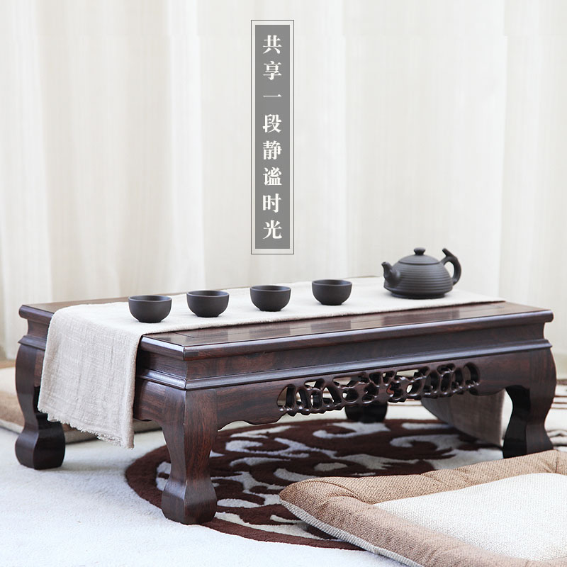 红木炕桌黑檀木地桌实木炕几长方形小炕桌飘窗桌子矮桌榻榻米地桌 - 图0