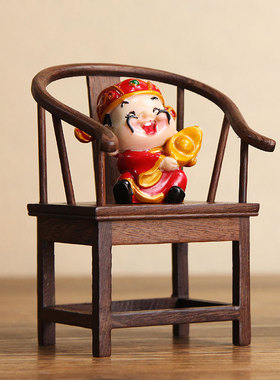 中式风财神玄关电视柜创意摆件