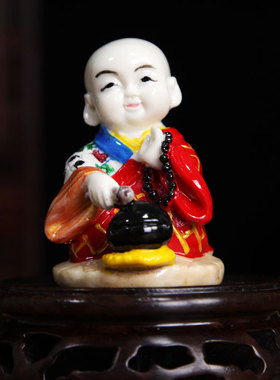 禅意趣味小和尚茶室中式风工艺品