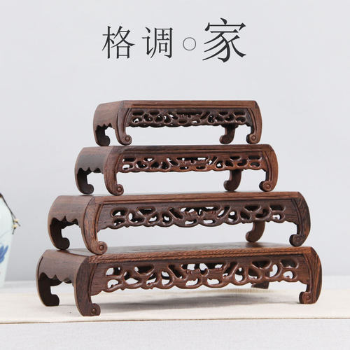 红木雕刻工艺品鸡翅木摆件底座实木托架长方形奇石头花盆佛像底座 - 图2