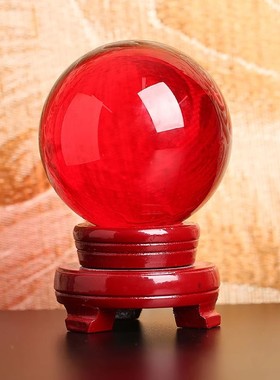 大号转运鸿运珠祝福摆件开业乔迁鸿运当头红色水晶球百福黄铜米缸