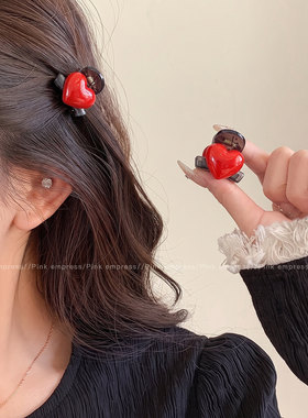 红色水钻发夹侧边精致小巧迷你小抓夹女刘海碎发夹小夹子头饰发饰
