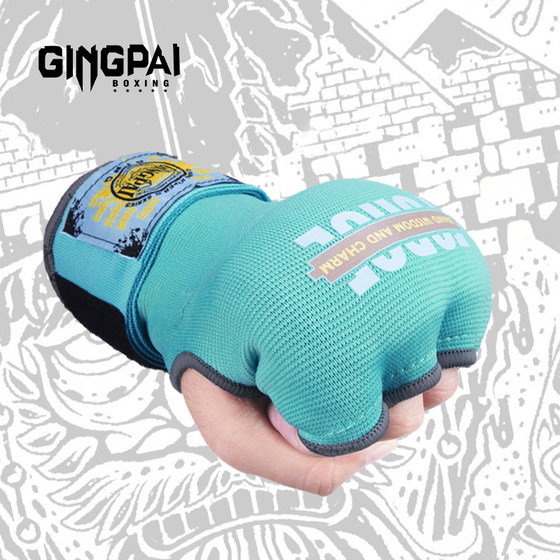 Half finger boxing gloves for lazy people with quick hand wrap with gel