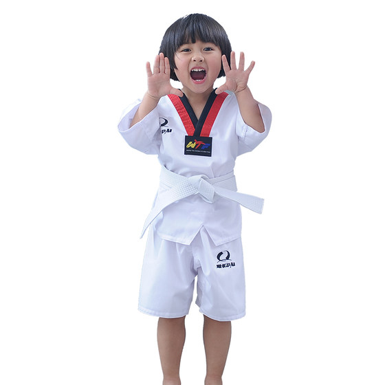 Children's pure cotton short-sleeved Taekwondo uniform