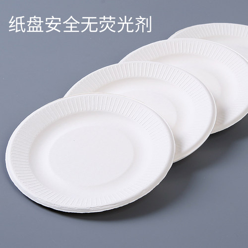 烧烤工具用品天然纸浆纸碗纸碟纸盘鱼盘环保一次性圆形野餐餐具 - 图0