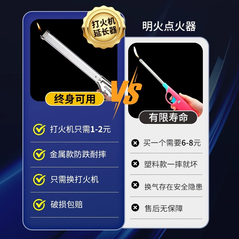 点火器枪长手柄打火机延长加长嘴燃气煤气灶专用烟花炮仗鞭炮神器 - 图0