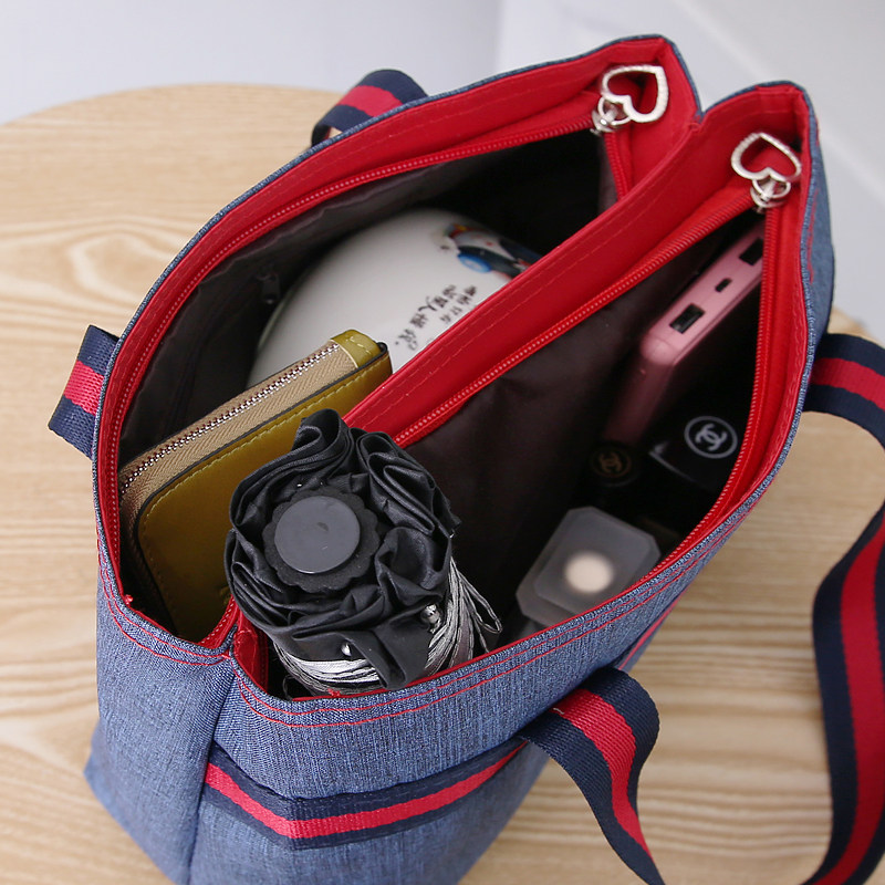 防水布手提包女潮流手拎袋双层拉链小布包帆布妈咪包中青年妈妈包,淘宝优惠券,粉丝福利购,淘宝优惠卷