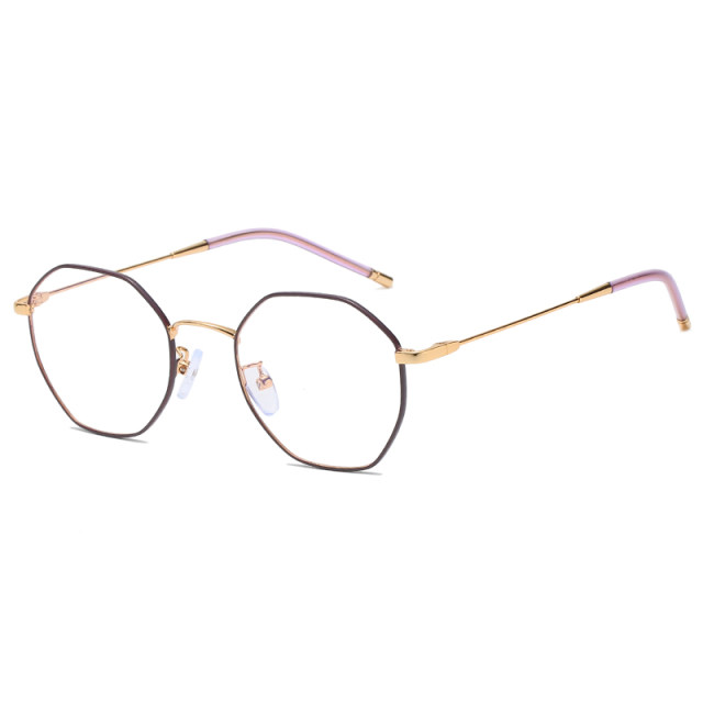 Polygonal titanium glasses frames suitable for round faces