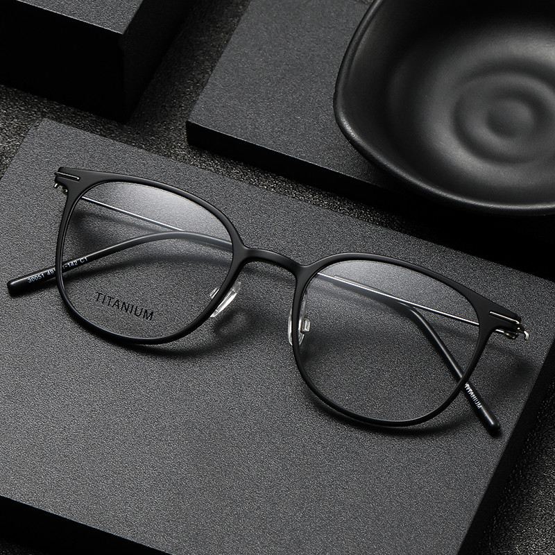 超轻细钛小圆脸眼镜框女透明近视眼镜架男平光可配变色度数防蓝光 - 图0