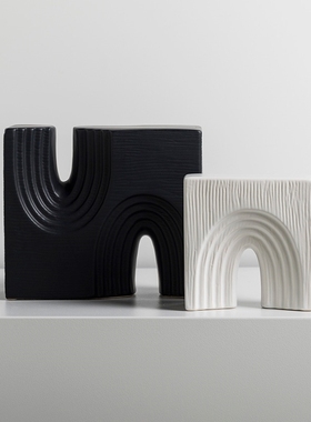 黑白双拱门摆件北欧简约创意