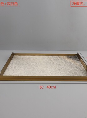 现代轻奢样板家客厅电视柜茶几高级酒店高档金属皮革装饰收纳托盘