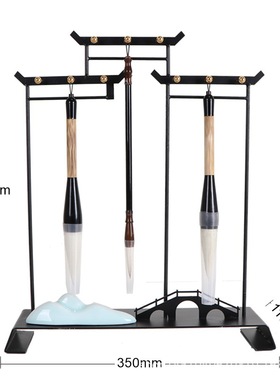新中式扇子形禅意毛笔架摆件