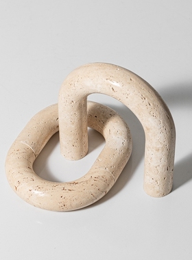 侘寂风抽象几何黄洞石装饰摆件