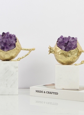 现代轻奢高档黄铜石榴摆件