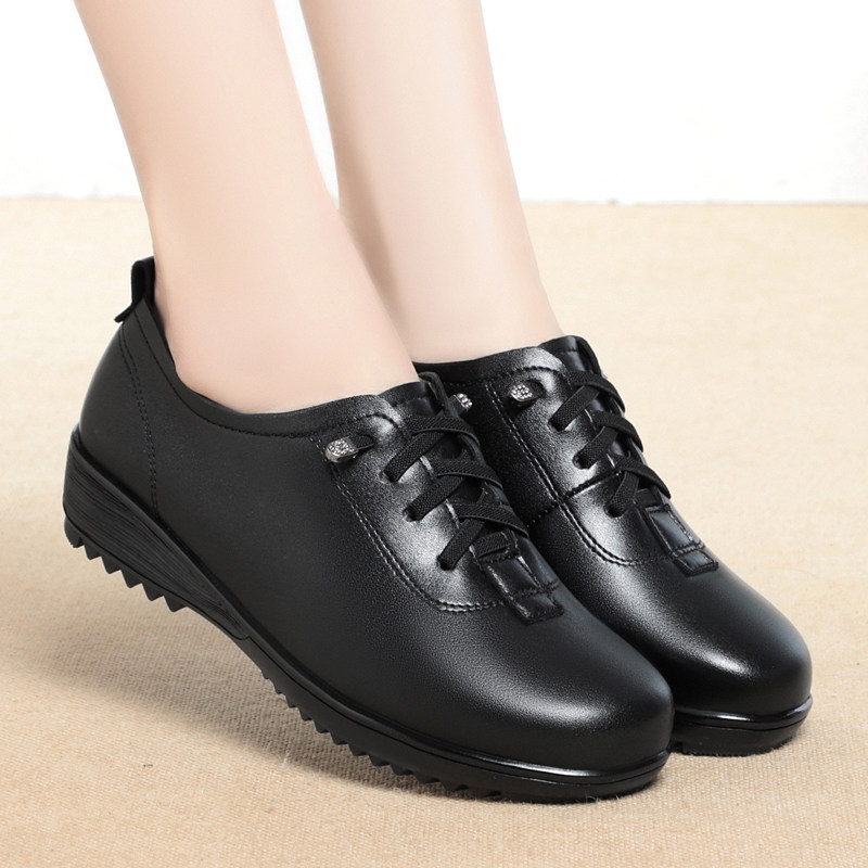 全牛皮真皮单鞋女平底软底低跟春秋新款中老年妈妈鞋皮鞋大码女鞋,淘宝优惠券,粉丝福利购,淘宝优惠卷