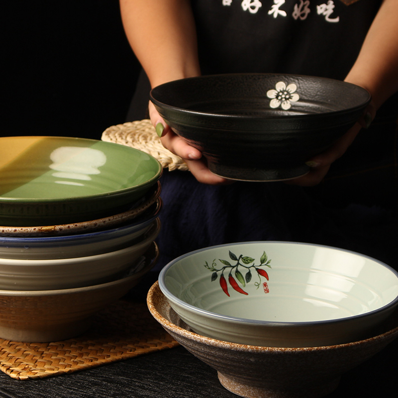 牛肉面碗创意复古中式陶瓷器餐具大号汤碗商用吃面大碗家用拉面碗 - 图0