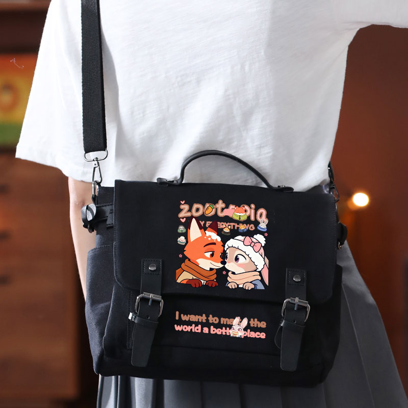 疯狂动物城周边兔朱迪尼克狐同人动漫可爱卡通斜挎单肩包帆布包女 - 图2