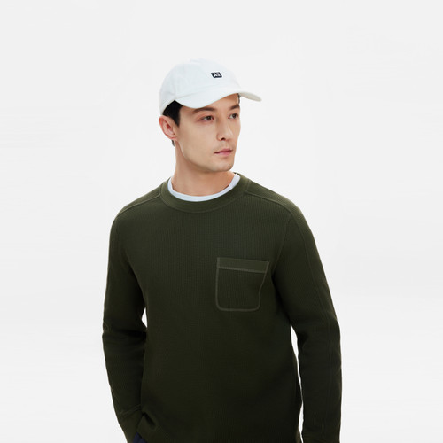 AIGLE艾高夏秋季新款简约圆领男士户外运动休闲长袖T恤法式上衣 - 图1