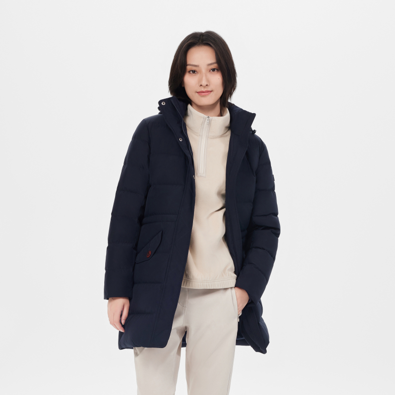 AIGLE艾高秋冬款GTX WS防风保暖中长款加厚白鹅绒极寒羽绒服女