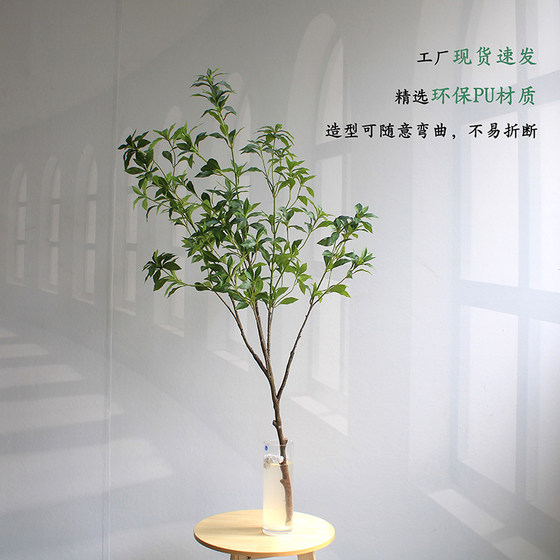 Simulated horse drunken wood green plants high-end light luxury living room hotel shop TV cabinet B&B decorative ornaments floor-standing fake plants