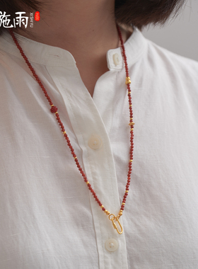 西施雨南红玛瑙项链万能扣挂绳女