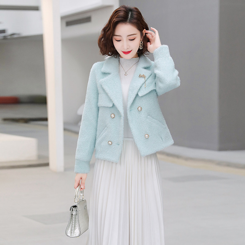 短款毛呢外套2020新款韩版秋冬季 晶彩格女装毛呢外套