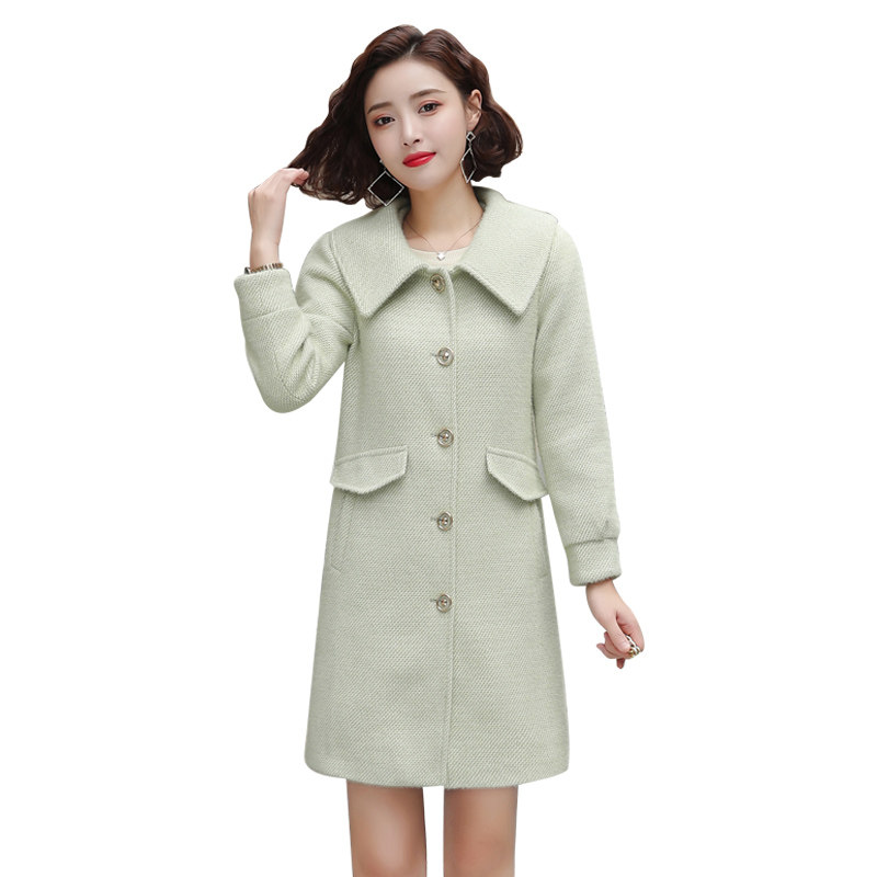 毛呢外套2020秋冬新款韩版中长款 晶彩格女装毛呢外套