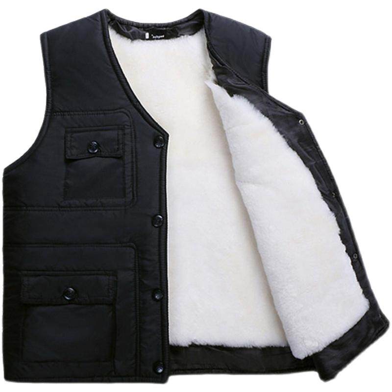 秋冬季羊毛马甲皮毛一体中老年男士羊皮背心加厚保暖棉坎肩爸爸装,淘宝优惠券,粉丝福利购,淘宝优惠卷