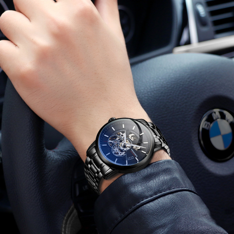 威顿全自动镂空男士防水时尚机械表 威顿手表国产腕表