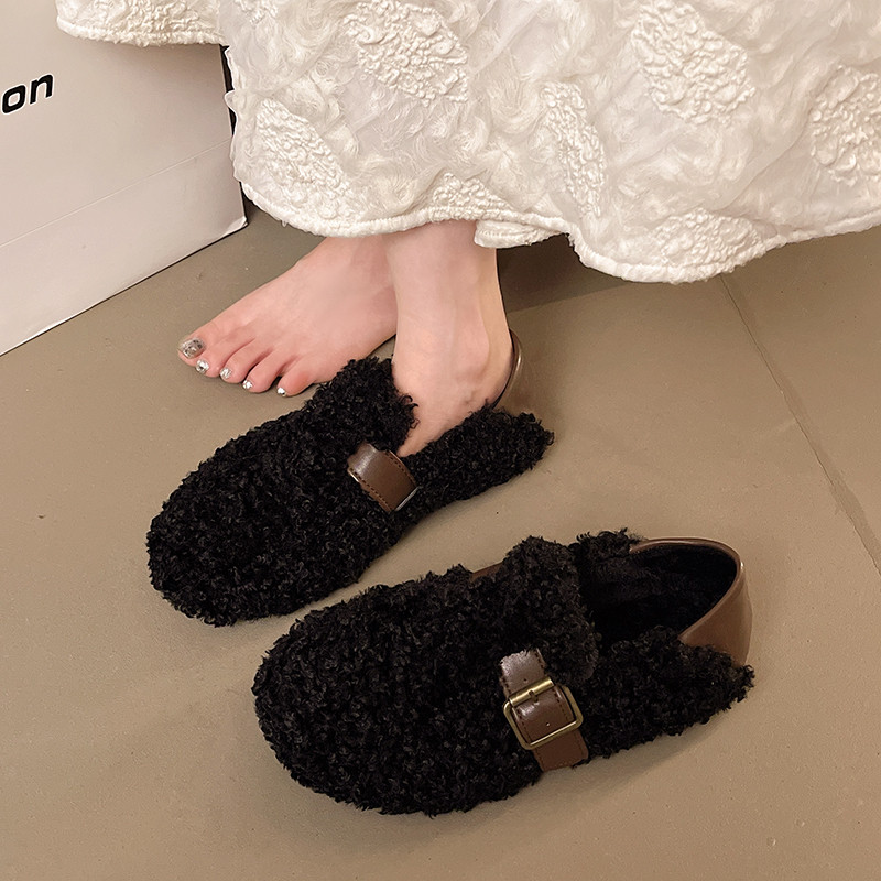 网红毛毛鞋女外穿2026新款秋冬季毛绒单鞋平底一脚蹬懒人鞋豆豆鞋,淘宝优惠券,粉丝福利购,淘宝优惠卷
