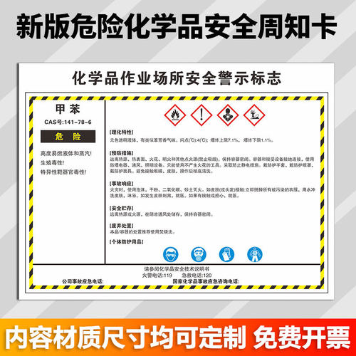 新国标化学品作业场所警示性标志危险化学品安全周知卡职业危害告知卡危化品MSDS标识可定制 - 图0