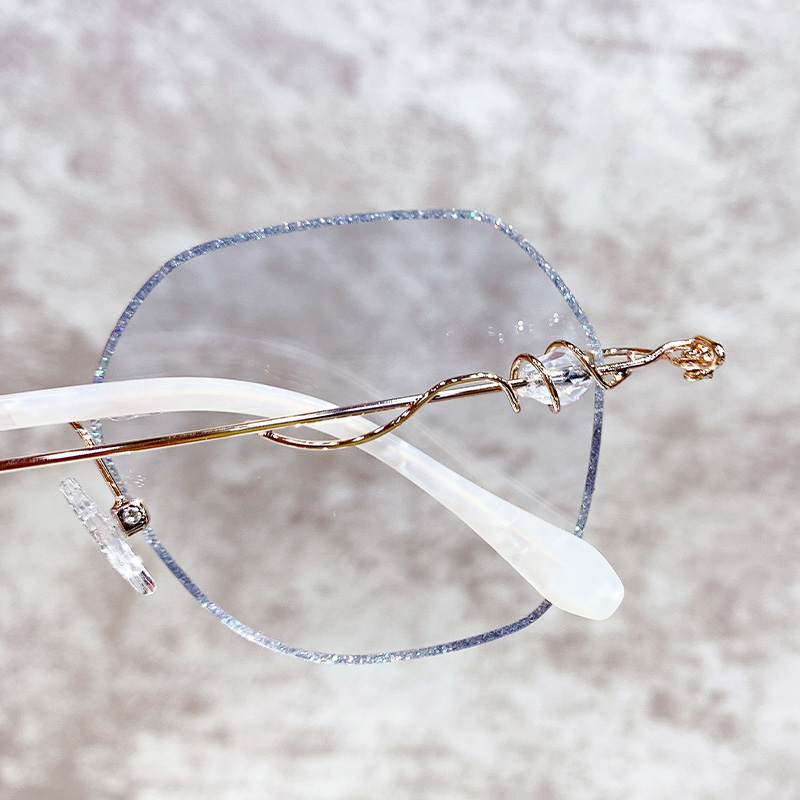 无框近视眼镜女生圆脸显瘦可配有度数抖音小红书钻石切边素颜框架 - 图2