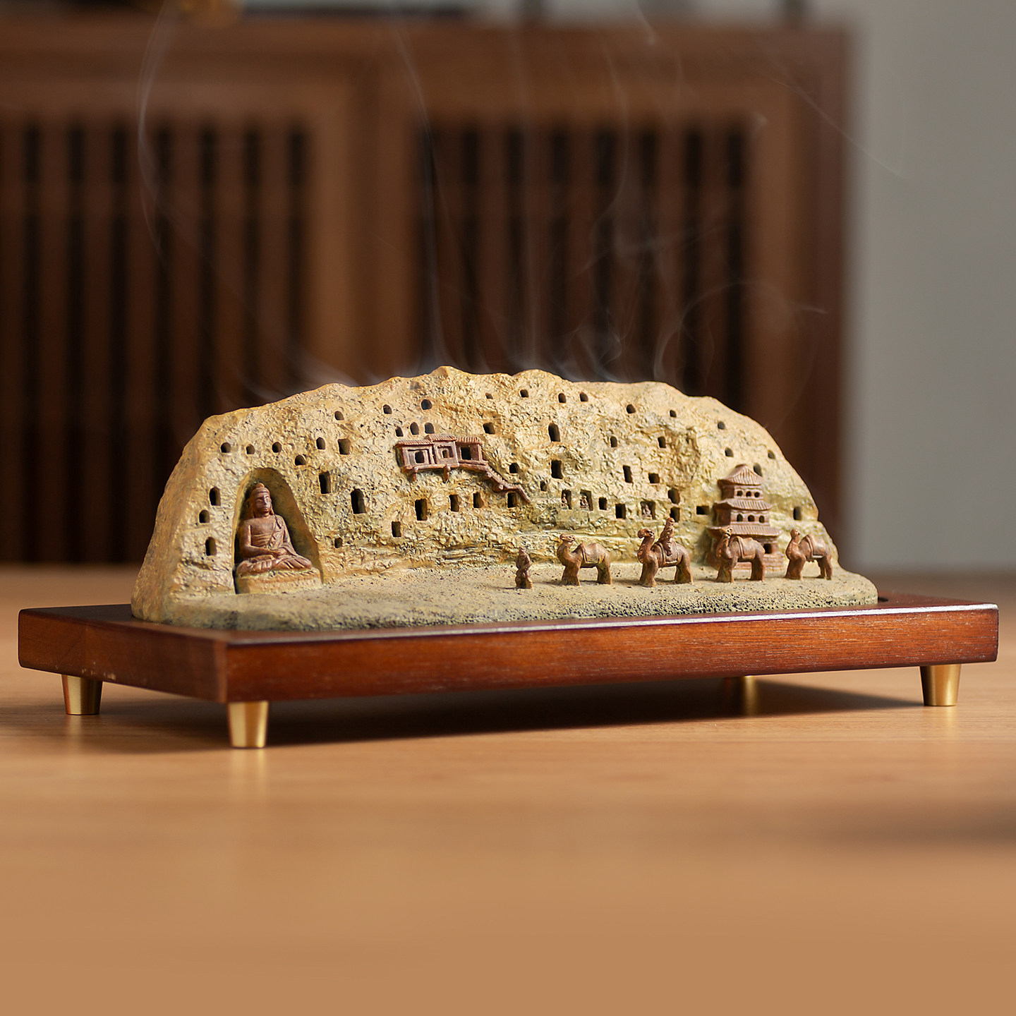 黄铜香炉丝绸之路摆件敦煌莫高窟文创中式茶道香熏炉办公桌装饰品,淘宝优惠券,粉丝福利购,淘宝优惠卷