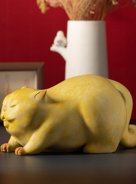 可爱猫咪摆件呆萌大橘铜工艺品