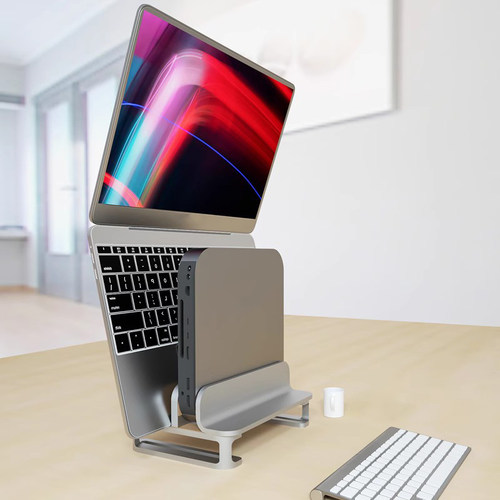 笔记本立式支架铝合金桌面收纳架子平板电脑适用iPad托架MacBook pro竖架置物架竖放可调节金属底座 - 图1