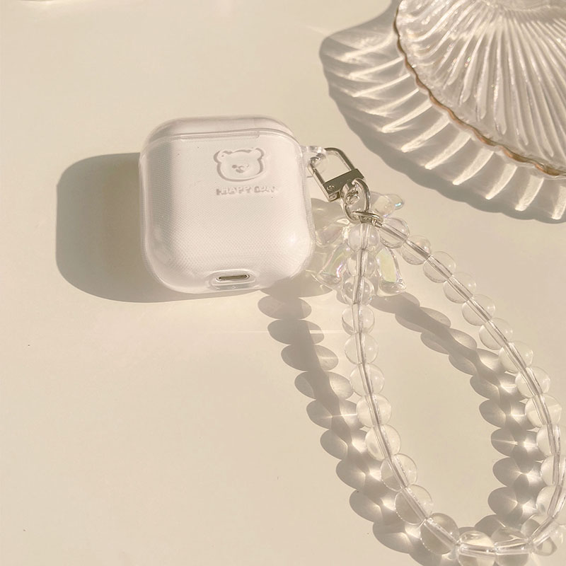 水晶熊链条airpods苹果蓝牙1代无线耳机套pro适用airpods2保护套3 - 图0